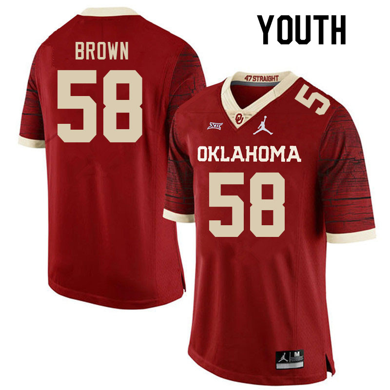 Youth #58 Spencer Brown Oklahoma Sooners College Football Jerseys Stitched-Retro